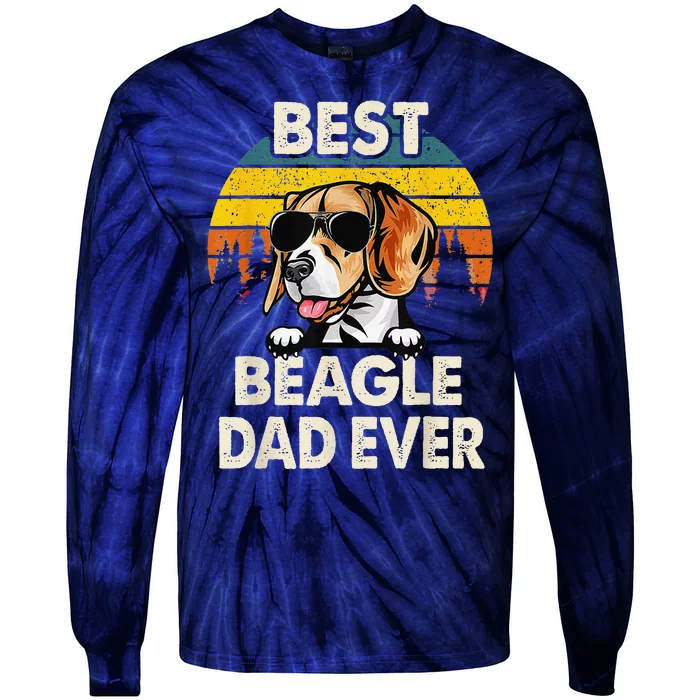 Funny Vintage Best Beagle Dog Dad Evers Lover Fathers Day Tie-Dye Long Sleeve Shirt