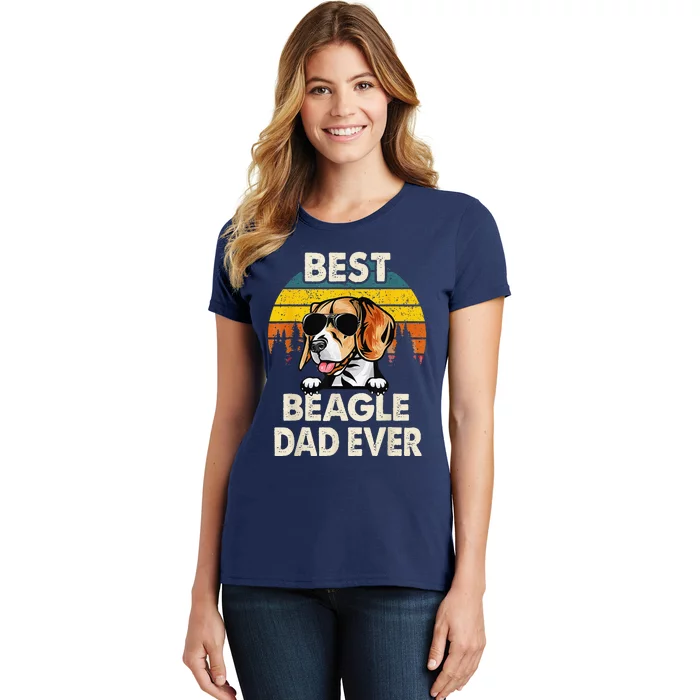 Funny Vintage Best Beagle Dog Dad Evers Lover Fathers Day Women's T-Shirt