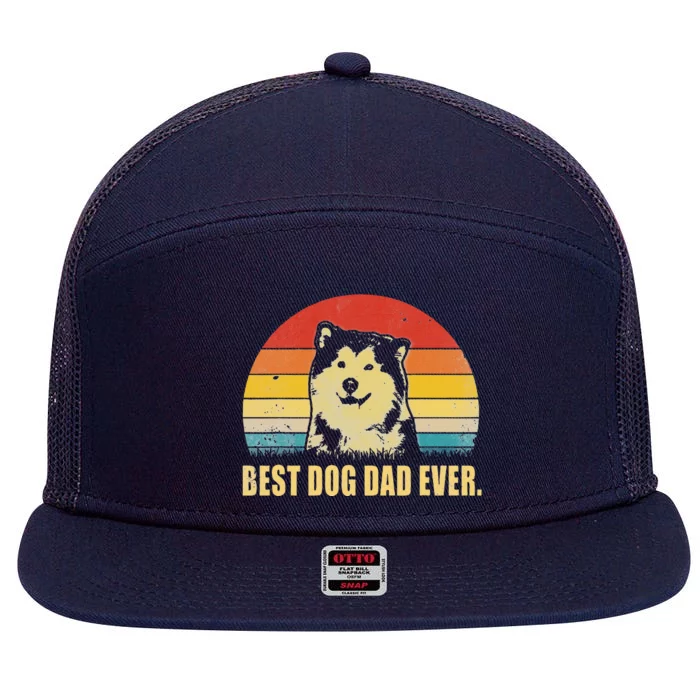 Funny Vintage Best Dog Dad Ever Alaskan Malamute Fathers Day 7 Panel Mesh Trucker Snapback Hat