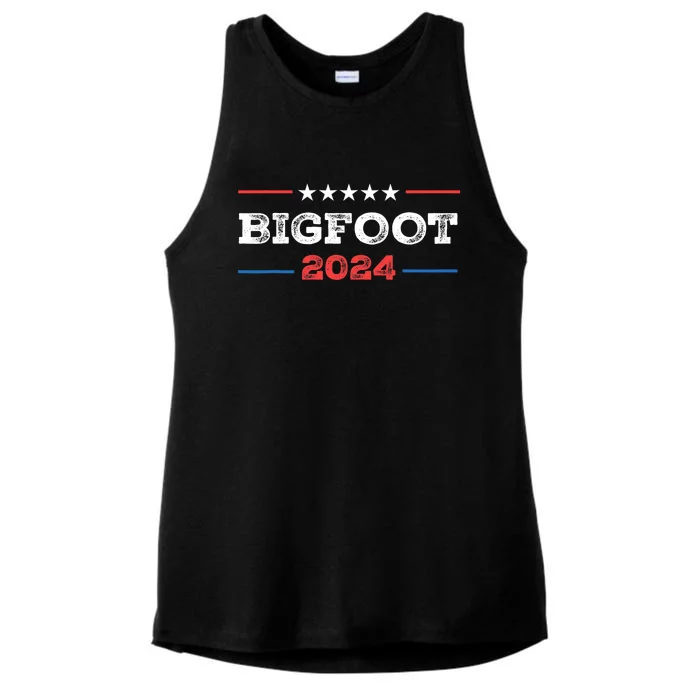 Funny Vintage Bigfoot For President Usa Elections 2024 Ladies Tri-Blend Wicking Tank