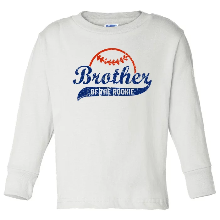 Funny Vintage Baseball Brother of the Rookie Toddler Long Sleeve Shirt