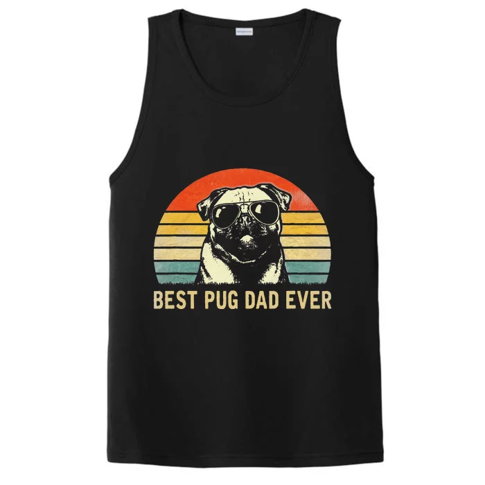 Funny Vintage Best Pug Dad Ever Pug Lover Fathers Day Performance Tank