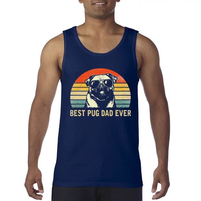 Funny Vintage Best Pug Dad Ever Pug Lover Fathers Day Tank Top