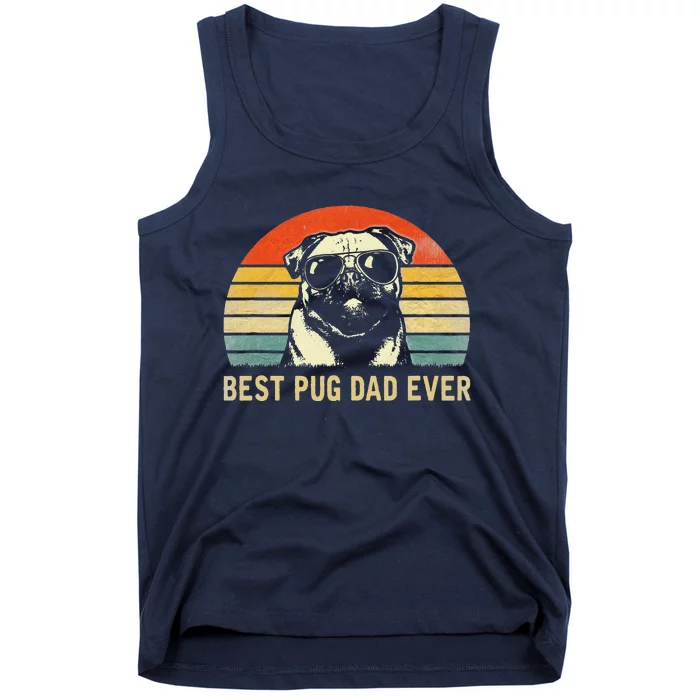 Funny Vintage Best Pug Dad Ever Pug Lover Fathers Day Tank Top