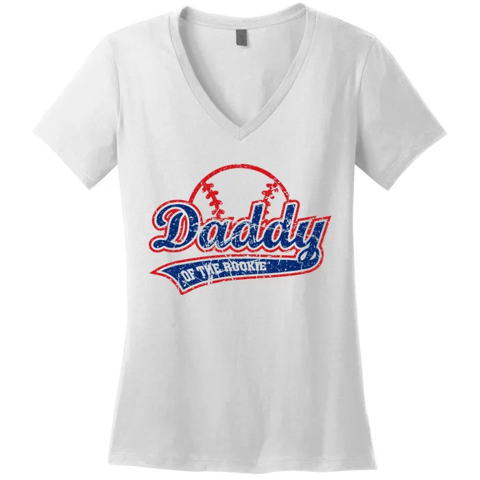 Funny Vintage Baseball Daddy Of The Rookie Women's V-Neck T-Shirt