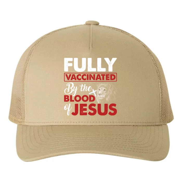 Fully Vaccinated By The Blood Of Jesus Lion God Christian 12 Yupoong Adult 5-Panel Trucker Hat