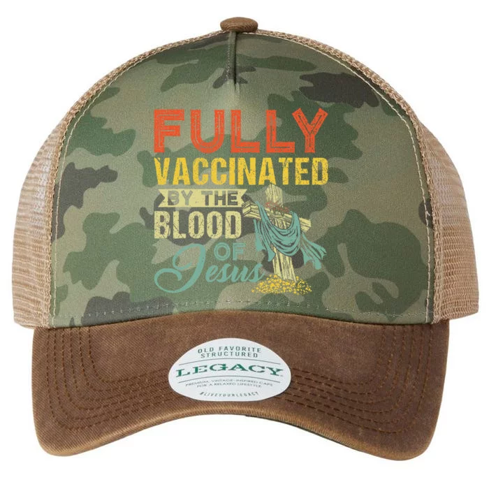 Fully Vaccinated By The Blood Of Jesus Funny Christian Legacy Tie Dye Trucker Hat