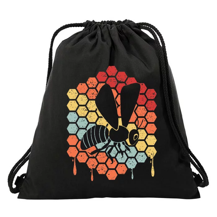 Funny Vintage Bee Art Beekeeping Lovers Drawstring Bag