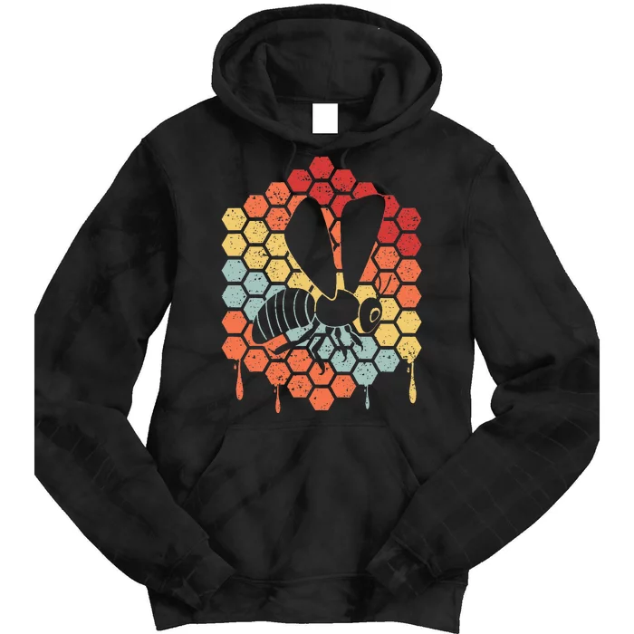 Funny Vintage Bee Art Beekeeping Lovers Tie Dye Hoodie