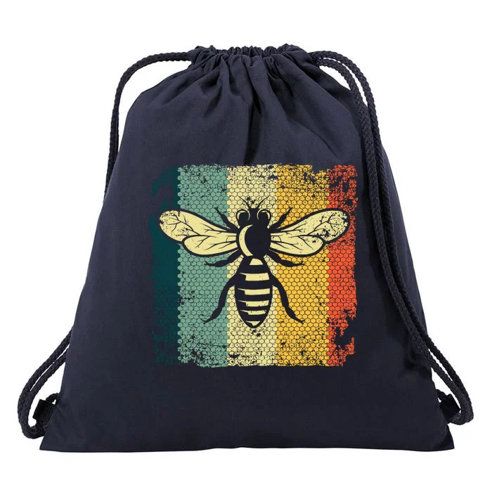 Funny Vintage Bee Designs For Honey Beekeeping Bee Drawstring Bag