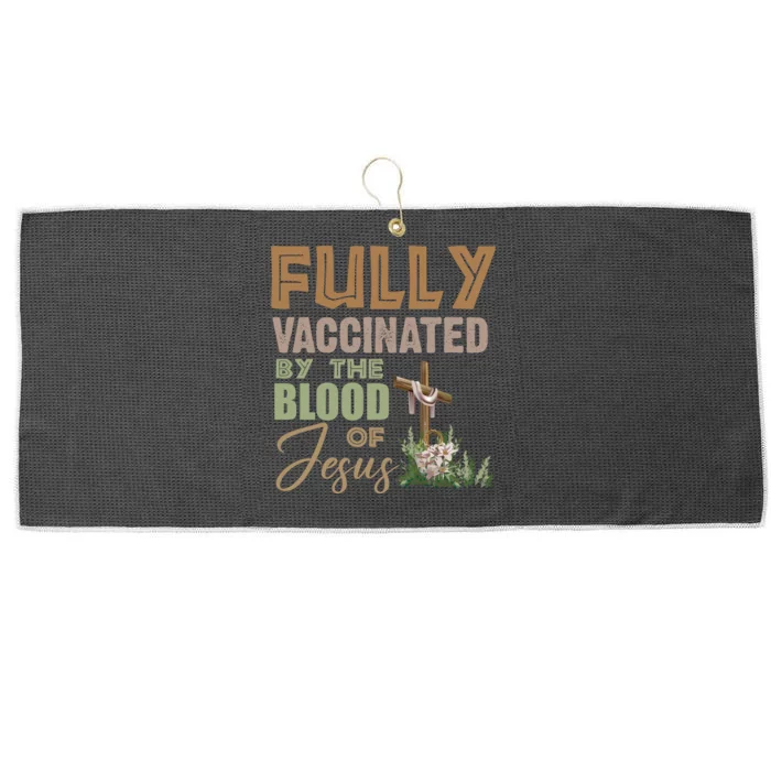 Fully Vaccinated By The Blood Of Jesus Large Microfiber Waffle Golf Towel