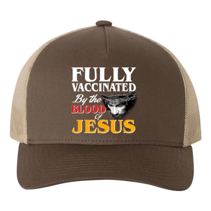 Fully Vaccinated By The Blood Of Jesus Yupoong Adult 5-Panel Trucker Hat