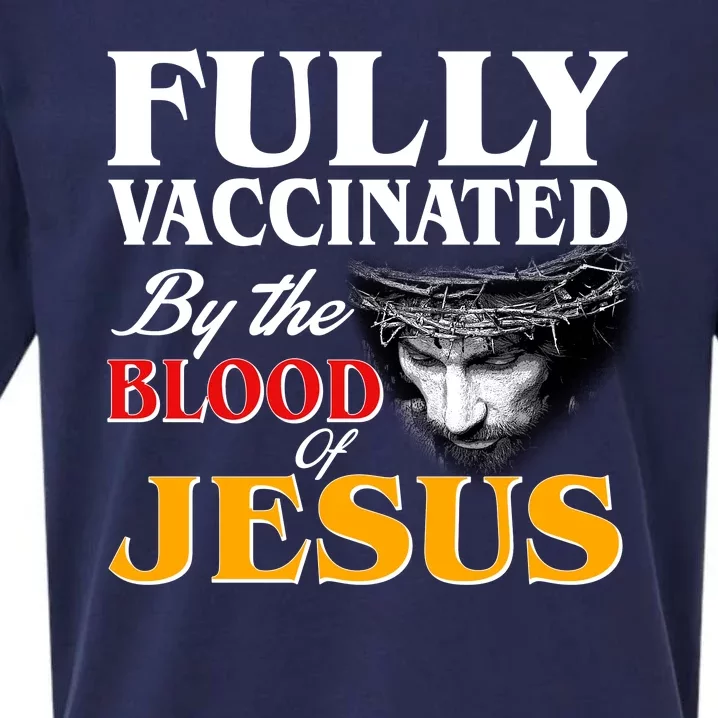 Fully Vaccinated By The Blood Of Jesus Sueded Cloud Jersey T-Shirt