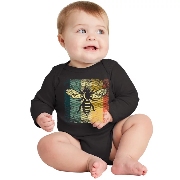 Funny Vintage Bee Designs For Honey Beekeeping Bee Baby Long Sleeve Bodysuit