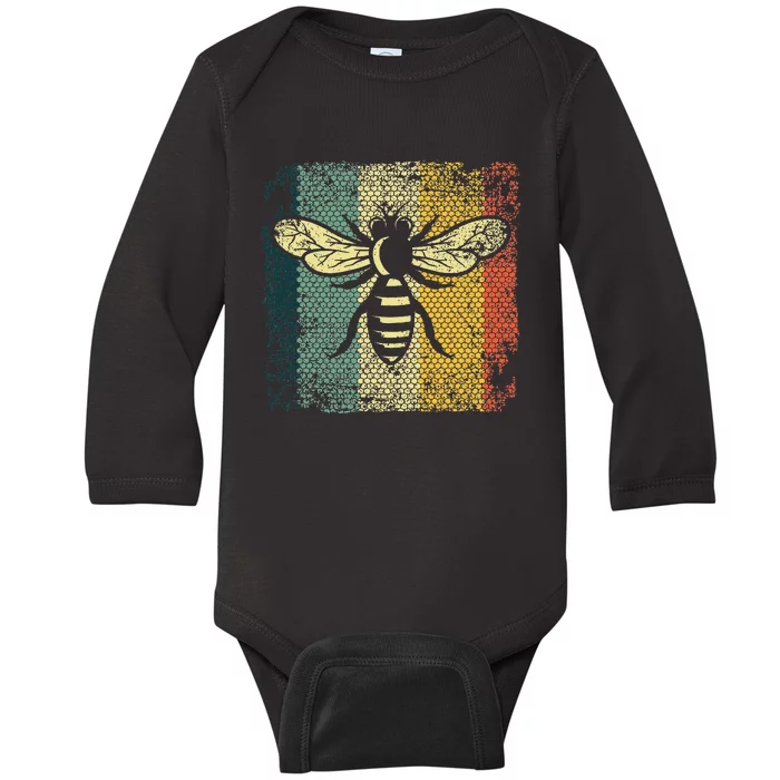 Funny Vintage Bee Designs For Honey Beekeeping Bee Baby Long Sleeve Bodysuit