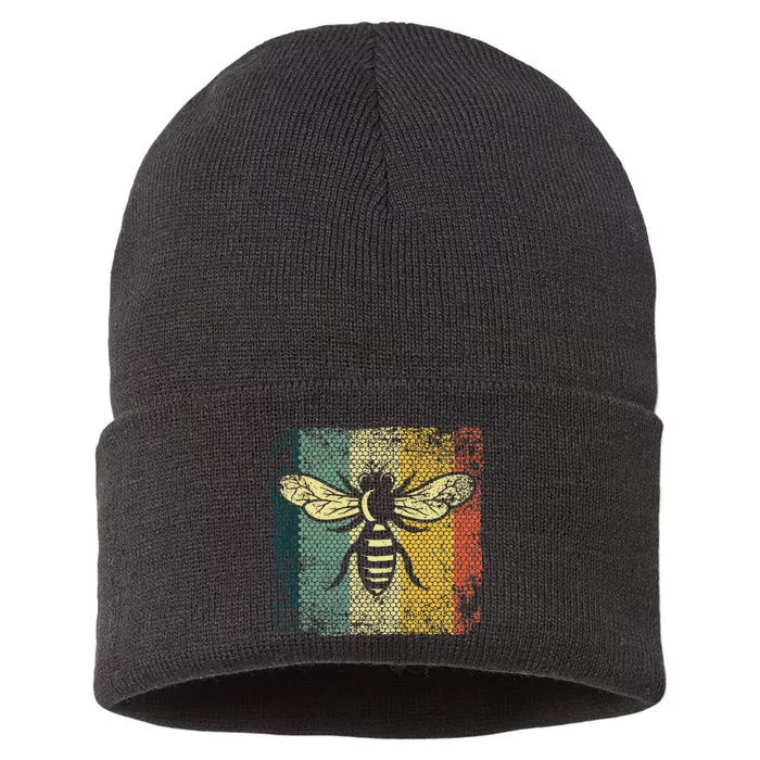 Funny Vintage Bee Designs For Honey Beekeeping Bee Sustainable Knit Beanie