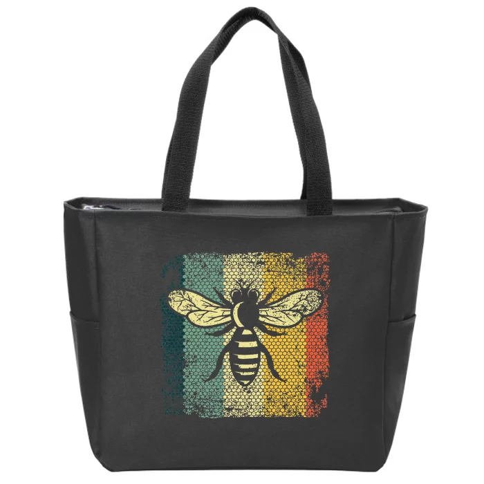 Funny Vintage Bee Designs For Honey Beekeeping Bee Zip Tote Bag