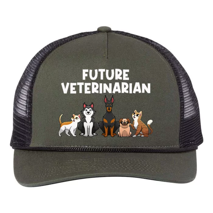 Future Veterinarian Boy Girl Veterinary Assistant Technician Retro Rope Trucker Hat Cap