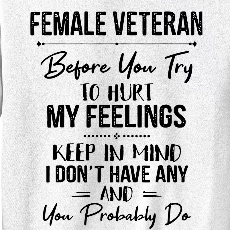 Female Veteran Before You Try To Hurt My Feelings Keep Sweatshirt