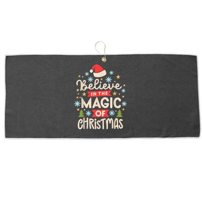 Funny Vintage Believe In The Magic Of Christmas Large Microfiber Waffle Golf Towel