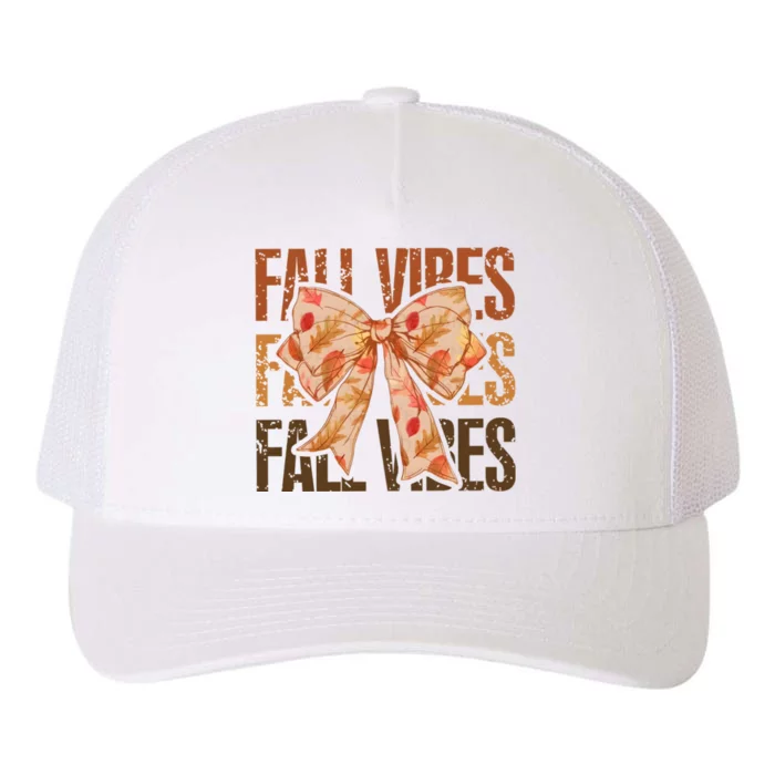 Fall Vibes Bow Coquette Autumn Yupoong Adult 5-Panel Trucker Hat