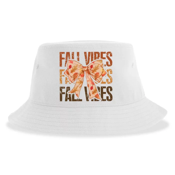 Fall Vibes Bow Coquette Autumn Sustainable Bucket Hat