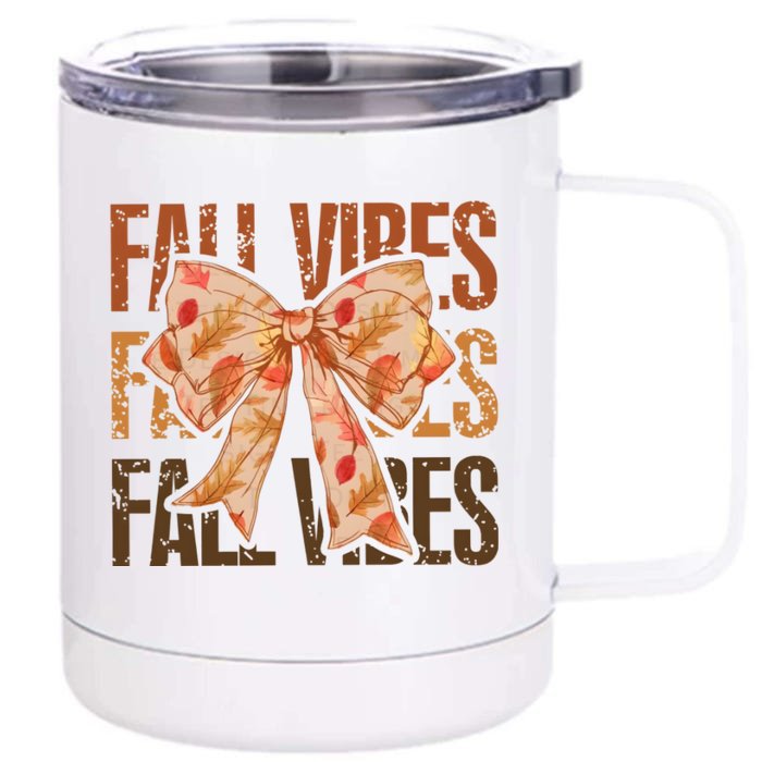 Fall Vibes Bow Coquette Autumn Front & Back 12oz Stainless Steel Tumbler Cup