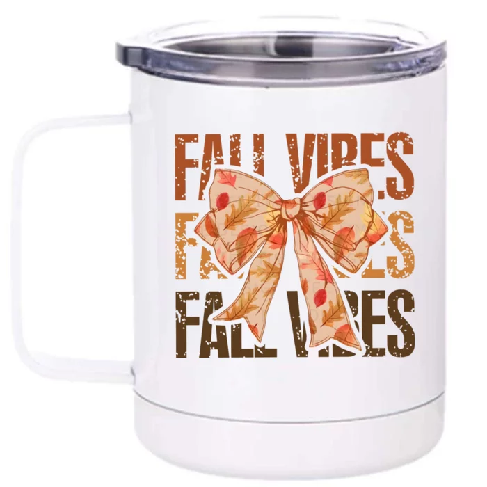 Fall Vibes Bow Coquette Autumn Front & Back 12oz Stainless Steel Tumbler Cup