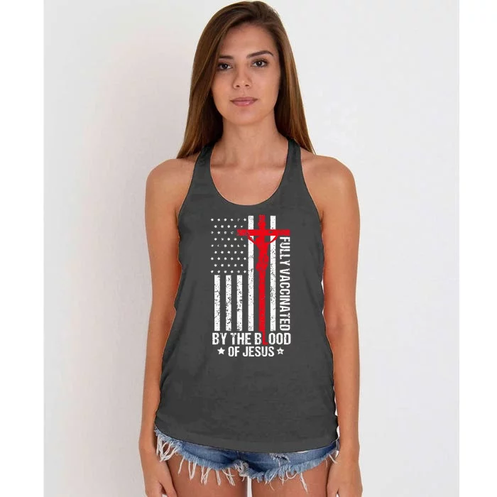 Fully Vaccinated By The Blood Of Jesus Christian Women Men Women's Knotted Racerback Tank