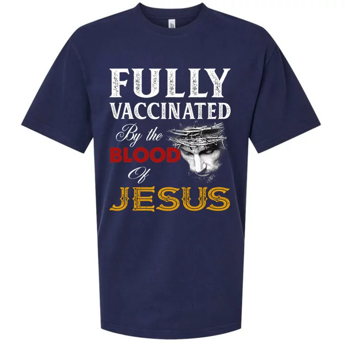 Fully Vaccinated By The Blood Of Jesus Sueded Cloud Jersey T-Shirt