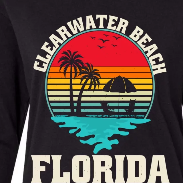 Family Vacation Clearwater Beach Florida Palm Tree Meaningful Gift Womens Cotton Relaxed Long Sleeve T-Shirt