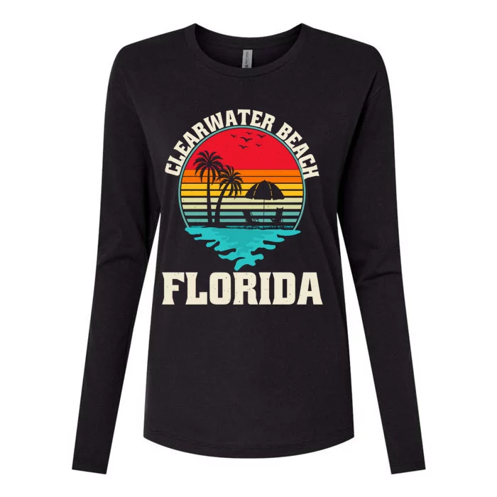 Family Vacation Clearwater Beach Florida Palm Tree Meaningful Gift Womens Cotton Relaxed Long Sleeve T-Shirt