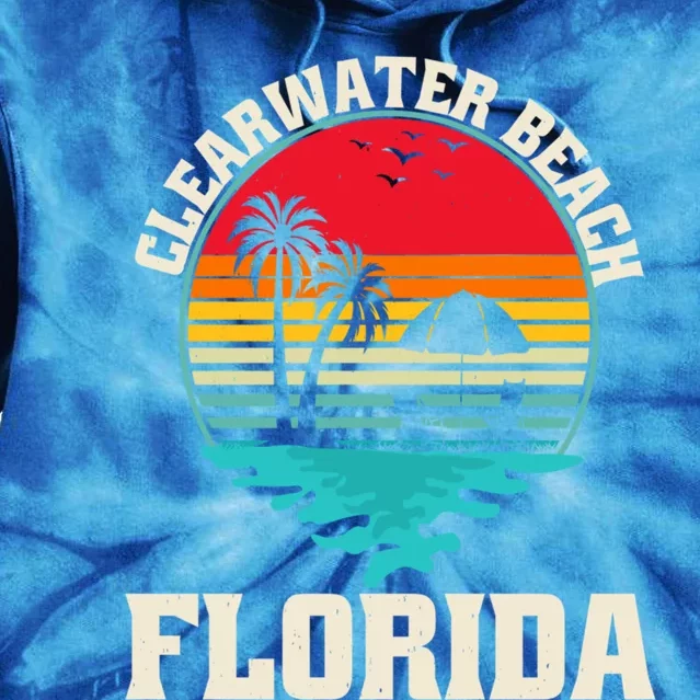 Family Vacation Clearwater Beach Florida Palm Tree Meaningful Gift Tie Dye Hoodie