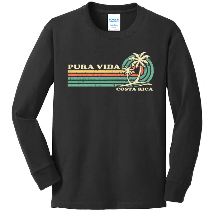 Family Vacation Costa Rica Pura Vida Beach Kids Long Sleeve Shirt