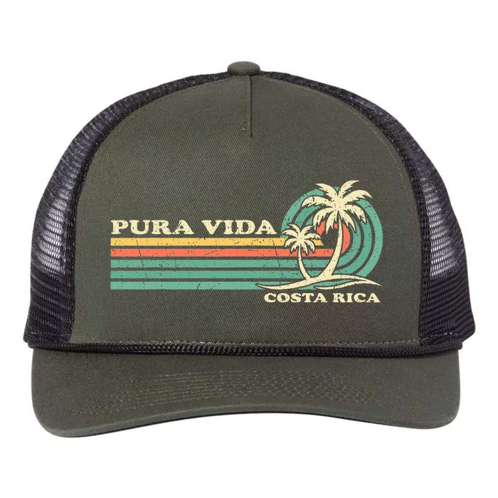 Family Vacation Costa Rica Pura Vida Beach Retro Rope Trucker Hat Cap