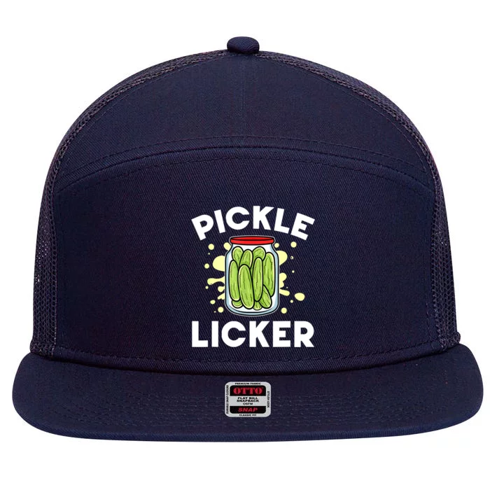 Funny Vegan Cucumber Pickle Jar Pickle Licker Vegetarian Gift 7 Panel Mesh Trucker Snapback Hat