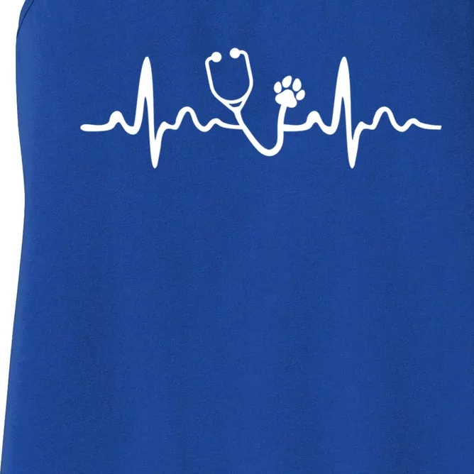 Future Veterinarian Cool Gift Heartbeat Stethoscope Vet Paw Gift Women's Racerback Tank