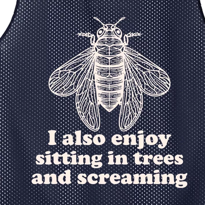 Funny Vintage Cicada I Also Enjoy Sitting In Trees And Screaming Mesh Reversible Basketball Jersey Tank