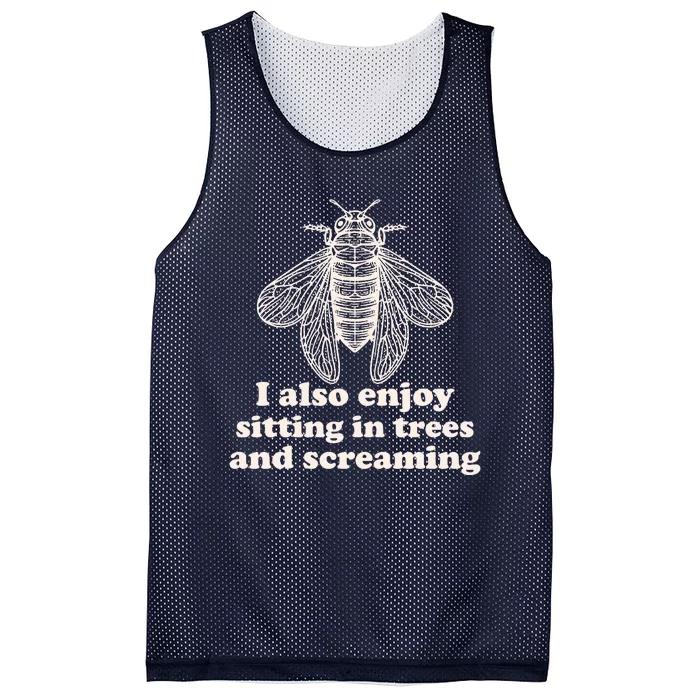 Funny Vintage Cicada I Also Enjoy Sitting In Trees And Screaming Mesh Reversible Basketball Jersey Tank