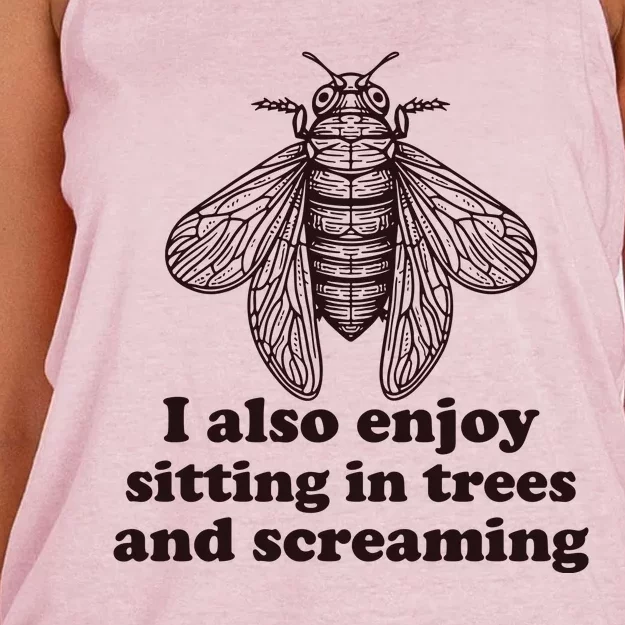 Funny Vintage Cicada I Also Enjoy Sitting In Trees And Screaming Women's Knotted Racerback Tank