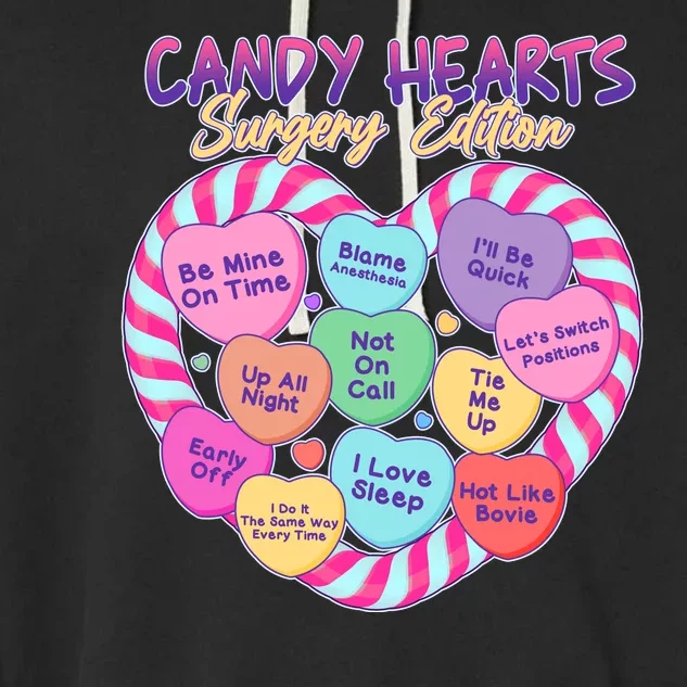 Funny Valentine Candy Hearts Surgery Edition Garment-Dyed Fleece Hoodie