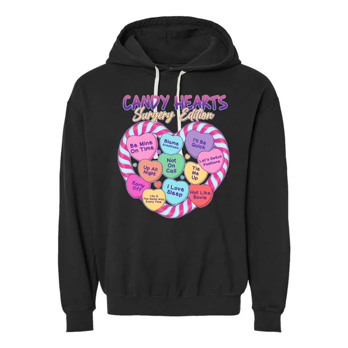 Funny Valentine Candy Hearts Surgery Edition Garment-Dyed Fleece Hoodie