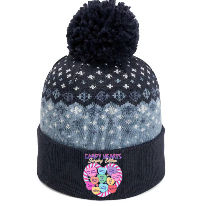 Funny Valentine Candy Hearts Surgery Edition The Baniff Cuffed Pom Beanie