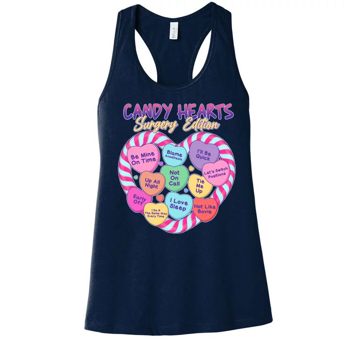 Funny Valentine Candy Hearts Surgery Edition Women's Racerback Tank