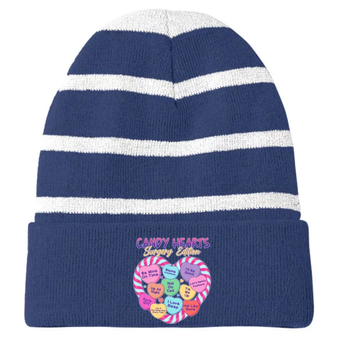 Funny Valentine Candy Hearts Surgery Edition Striped Beanie with Solid Band