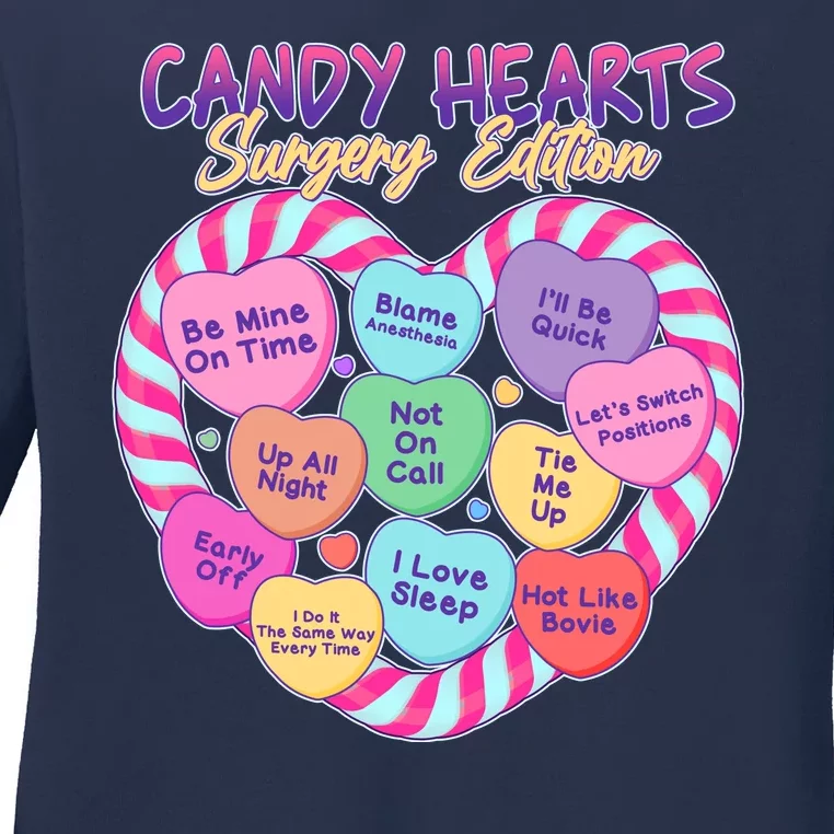 Funny Valentine Candy Hearts Surgery Edition Ladies Long Sleeve Shirt