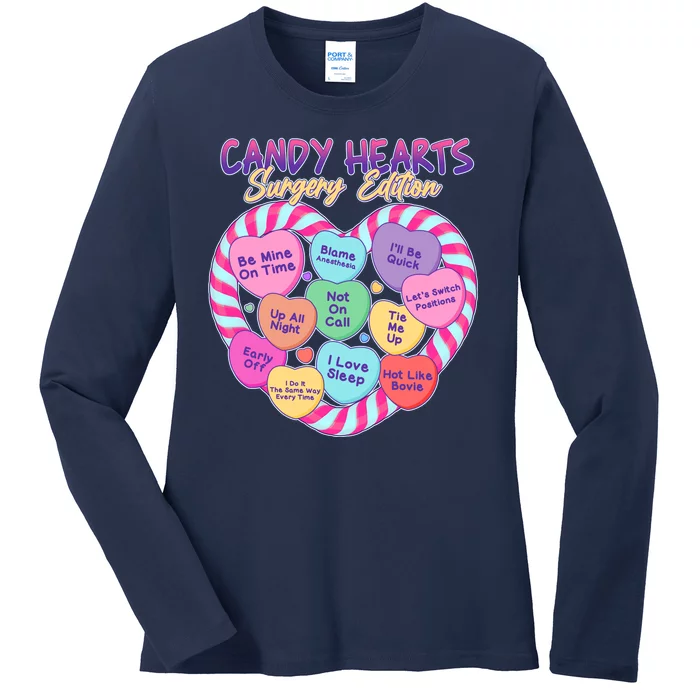 Funny Valentine Candy Hearts Surgery Edition Ladies Long Sleeve Shirt