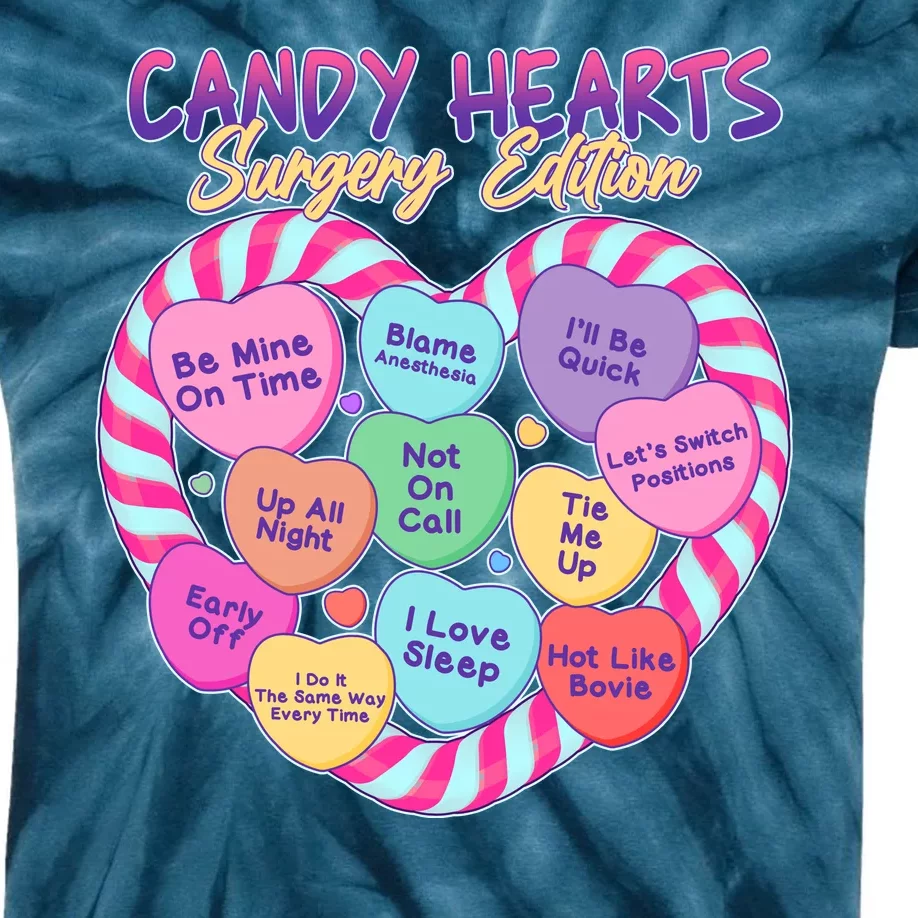 Funny Valentine Candy Hearts Surgery Edition Kids Tie-Dye T-Shirt