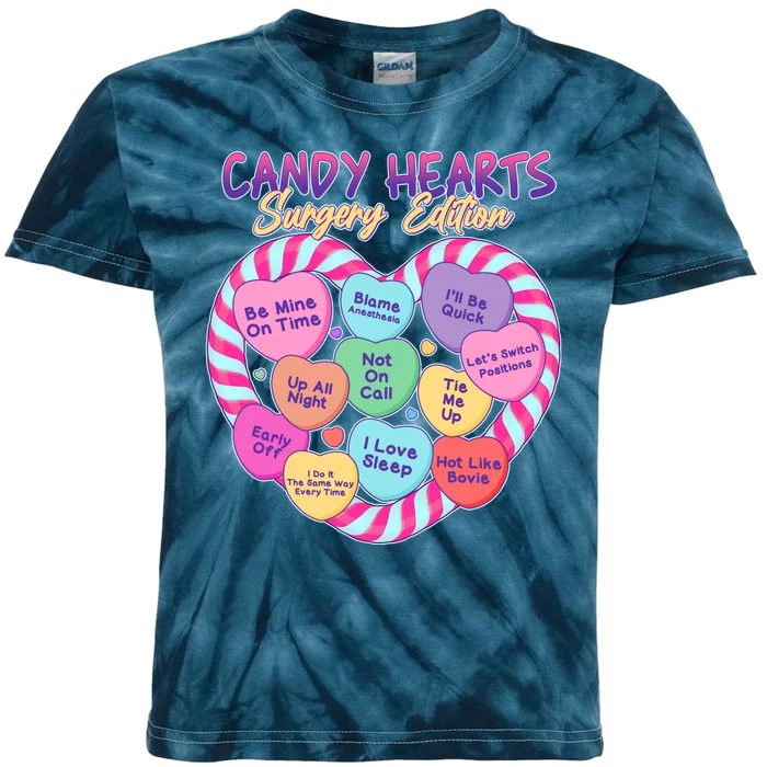 Funny Valentine Candy Hearts Surgery Edition Kids Tie-Dye T-Shirt