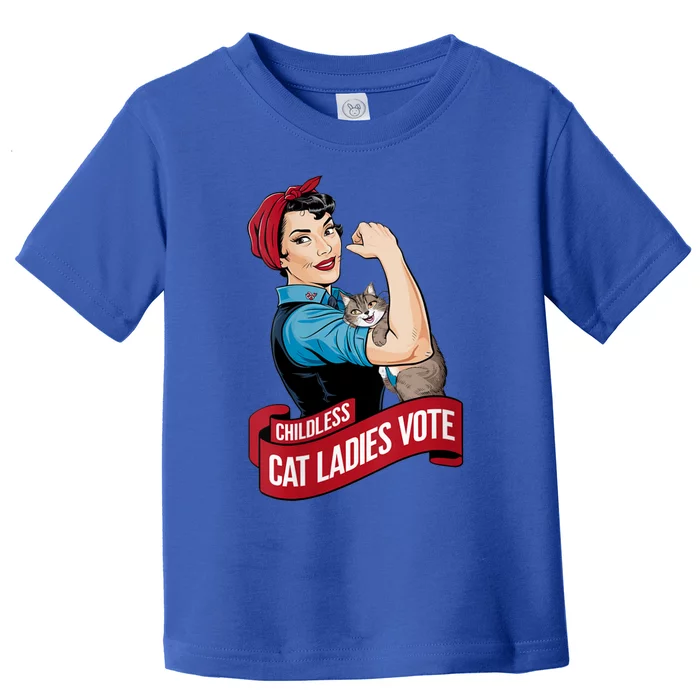 Funny Vintage Childless Cat Ladies Vote Rosie The Riveter Toddler T-Shirt